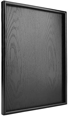 Bandeja de madera negra. Bandeja rectangular antideslizante con asa, forma rectangular, madera maciza, para té, café, aperitivos, comidas, bandeja de servir, platos, bandejas, 40 x 30 cm (40 x 30 cm)