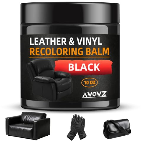 AWOWZ Ledersofa Reparatur-Set – 240 ml Recoloring Balsam zur professionellen Aufarbeitung von verblassten & zerkratzten Ledermöbeln | Schwarzer Leder-Pflegebalsam für Sofas, Sessel und Couchen
