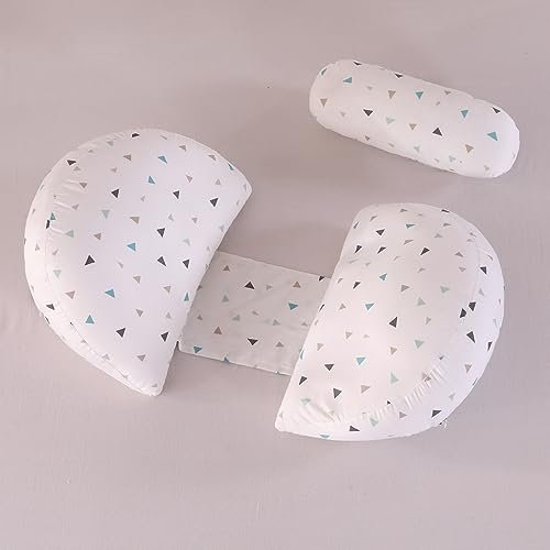 Almohada Embarazada Dormir, Sleep Confort Almohada, Nuevo Almohada de Lactancia Corporal, Almohada Apoyo y Cuerpo Completo para Eembarazo con Funda de Extraíble Lavables (Triángulo Blanco)