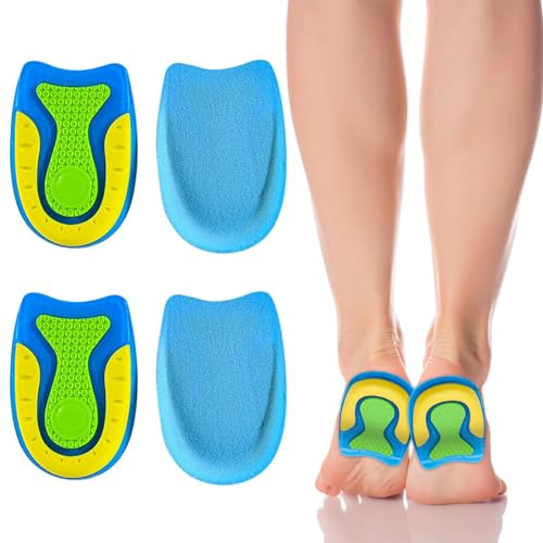 ZYKORT 2 Paia Solette Per Tallone, Taglia S Cuscinetti in Gel in Silicone, Solette per Tallone Scarpe per Uomo, Tendine D'Achille Plantari per Tallonite per Plantar Fasciite e Dolori di Achille