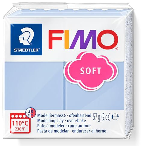 STAEDTLER ofenhärtende Modelliermasse FIMO Soft Trendfarben, Serenity Blue, 57 g, weich und geschmeidig, für Einsteiger und Hobbykünstler, kompatibel mit FIMO Effect und FIMO Professional, 8020-T31