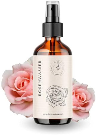 Rosenwasser Hydrolat BIO 100 ml I I BIO Rosenwasser Haare I 100% Rein und Natürlich Rosen Wasser I Hydrolat Rose I Der Seelenschmeichler I 100% Naturreines Rosen Hydrolat Bio I by Floria Natural