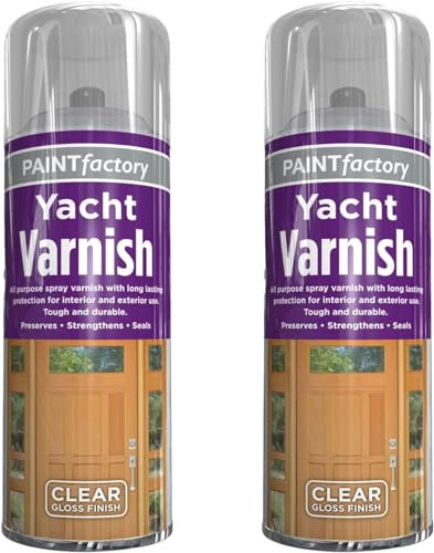PNJB All Purpose Yacht Varnish 400ML - Professional Gloss Finish Spray Wood Colour Paint, Interior, and Exterior Surfaces - Fast Drying Sealer - Easy to Apply (Pack of 2)