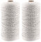 Bhina Cuerda de Algodón Macrame 2 Rollos 2mm x 200M - Hilo Trenzado para Jardinería, Envolver Regalos, Hornear, Manualidades y Decoración