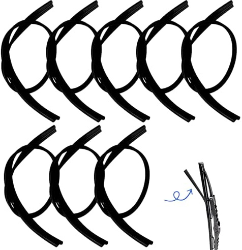 8Pcs Windscreen Wiper Blade Refills, 80cm Frameless Windshield Rubber Blades, Silicone Rear Wiper Blade Replacement Strip Parts, Silver-Black Front Rear Rubber Wiper Strip for Auto Vehicle Vans Trucks