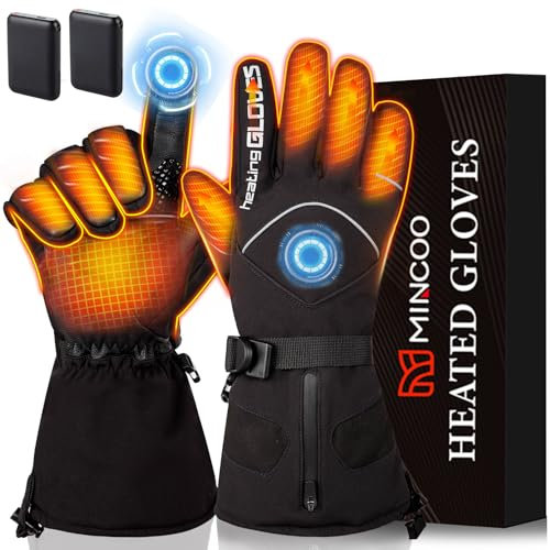 Mincoo Guantes Calefactables con Bateria: Guantes con Calefaccion Carga USB - 3 Niveles de Temperatura - para Equitación Moto/Bicicleta