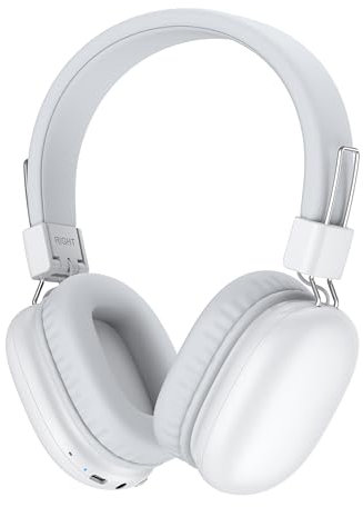 awatrue Cuffie Bluetooth Over Ear Bambini, Cuffie Wireless Bambini con Cable, 60 Ore di Riproduzione, 85/94dB Volume Limited, Pieghevoli Headphones Bluetooth 5.4 per Sport, Viaggio, Studio (Bianco)