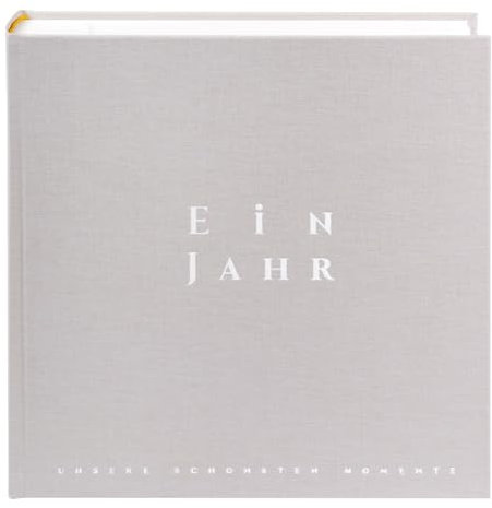 goldbuch 31044 One Year Photo Album, Photo Book with 100 White Pages with Glassine Dividers, Album with Linen Cover, up to 600 Pictures, High-Quality Paper, Jumbo Album, Light Grey, 30 x 31 x 6 cm