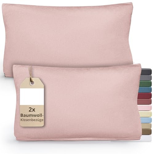 Greenline Kissenbezug Premium Jersey aus 100% Baumwolle Rosa Doppelpack (2X) 40 x 80 cm Kissenhülle Kissenbezüge