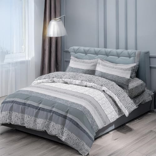 Panda Home Juego Funda Nórdico Cama para Cama 90, 105,135,150,180cm para edredón 3 o 4 Pieza,Poliéster 100% Microfibrar, Funda nórtica sábana Bajera con Funda de Almohada (Budagris, Cama 90Cm)