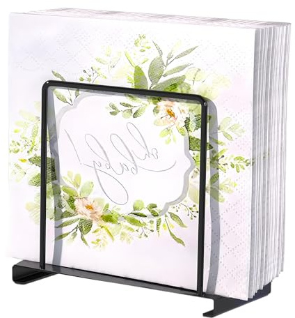 Servilletero negro vertical para mesa, negro, con pies antideslizantes, diseño que ahorra espacio, versátil para comedor, oficina, fiesta y autocaravana