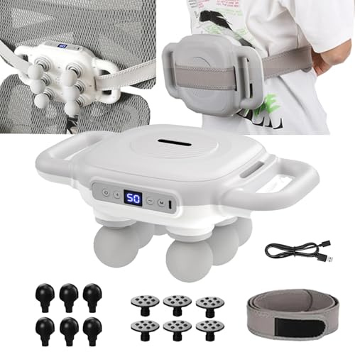 Pistola Per Massaggi, Massaggiatore Muscolare A 6 Testine 1500 Mah Con 18 Testine Massaggianti Cintura Addominale E 50 Velocità Per Alleviare Il Dolore Alla Schiena Alla Vita All'Addome E Alle Gambe