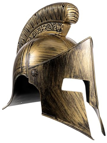 Healeved Casco de Soldado Romano para Cosplay y Performances, Resistente a Daños, Fácil de Llevar, Diseño Único en Plástico Color Café para Disfraces Militares