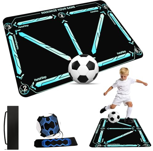 Ainiv Tapis Foot Entrainement, Tapis Entrainement Foot Antidérapant | avec Footbal Kick, Tapis D’EntraîNement foot pour Cadeau, pour Pas De Football & ContrôLe du Ballon Dribble Football