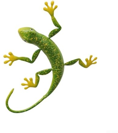 Decorazione da appendere alla parete, in metallo, a forma di lucertola, per esterni, giardino, cortile, balcone e decorazione per interni (verde)
