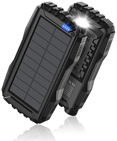 Mregb Solar Charger Power Bank 42800mAh, Portable Charger, Solar Power Bank,External Battery Pack 5V3.1A Qc 3.0 Fast Charger Built-in Super Bright Flashlight (Black)
