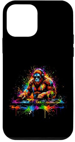 Custodia per iPhone 12 mini DJ Sasquatch Rave EDM Bigfoot e giradischi Paint Splash Art