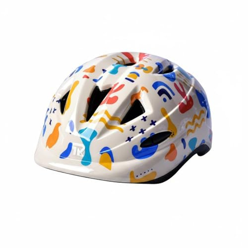 SheerFaring Children Headgear Kids Bike Helmet Skate Helmet Youth Helmet Riding Helmet Molded Half Case With Foam And PC Shell, Beige Graffiti, S Head Circumference 51-54CM