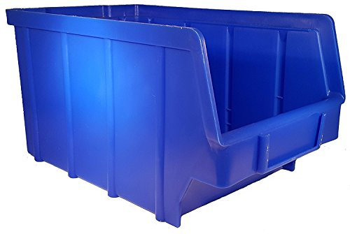 Lot de 50 Boîtes Empilables Bleues Taille 3 - En Plastique de Qualité Supérieure - Avec Insert pour Étiquette - Caisse de Rangement - Boîte à Vis - Système de Rangement