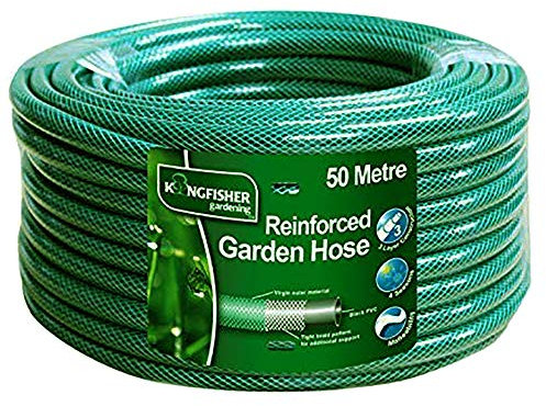 HomeZone 50M Hose Reel Pipe Large 3 Layer Frost Resistant Reinforced Wall Garden Hose Pipe Water Hose Pipe Tough Path Gardening