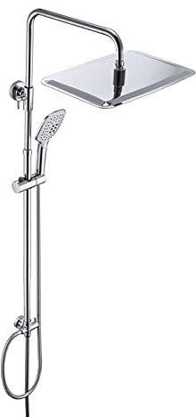 JOHO 304 Edelstahl Duschset ohne Armatur, Regendusche Duschsystem Duschgarniturset mit Duschstange und XXL Kopfbrause 35x25cm Chrom