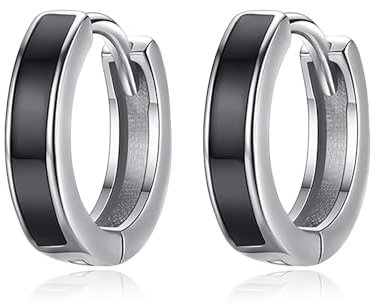 TANGPOET Unisex Klein Creolen 925 Sterling Silber Breit Herren Ohrringe Damen Klapp Creolen Ohrschmuck Weihnachten Geschenk für Frauen Männer, 15mm