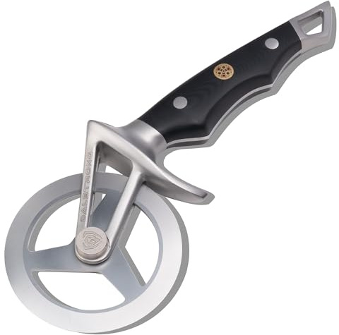 Dalstrong Orbit Razor Pizza Cutter Wheel — 2mm #304 Stainless, Tri-Spoke Rotary, G-10 Handle — For Homemade Pizza, Flatbread, Quesadillas, Pastry & Dough — Thumb Guard + Sheath Included