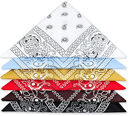 LISOPO 6er Bandanas Kopftuch damen und herren, Set Paisley Bandana Halstuch Kopf Square Schal Multifunktionsfarbenes Fahrrad-Stirnband Halstuch Taschentuch 55 x 55 cm für Erwachsene und kinder