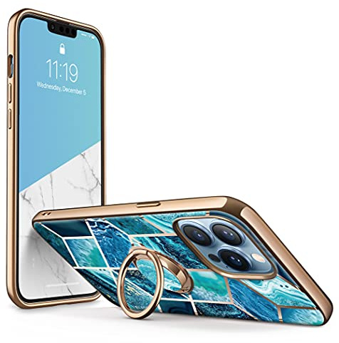i-Blason Cosmo Snap Case Designed for iPhone 13 Pro 6,1 Zoll (2021 Release), Slim with Built-in 360° Rotating Ring Holder Kickstand Supports Car Mount (Ocean)