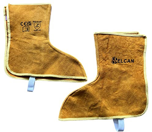 ELCAN Professionelle flammhemmende, hitzebeständige Lederschweißgamaschen, Stiefelüberzieher, Schuhüberzieher oder Stiefelschutz für Elektroden-, TIG-, MIG-, MAG-Schweißen