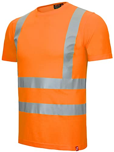 Nitras Motion Tex Viz 7008 T-Shirt - Kurzarm-Shirt für die Arbeit - 55% Baumwolle - Neonorange - 4XL