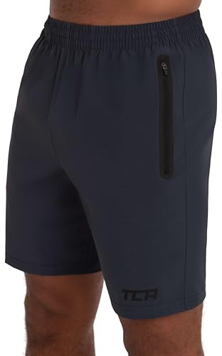 TCA Elite Tech Pantaloncini Corti Uomo Sportivi da Corsa con Tasche Laterali con Zip - Grigio Scuro, L