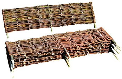 UNIKOL Beeteinfassung 120 x 20cm - 5 Stück - Braun - Rustikal - Weidenholz - Gartenzaun - Gartenbegrenzung