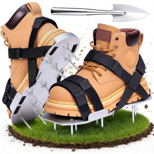 Ohuhu Arieggiatore Prato Scarpe Chiodate per areazione Prato e Giardino, Arieggiatore Scarpe, Scarificatore Arieggiatore Manuale, Sandalo Aeratore Scarpe da Prato per areazione Prato e Giardino