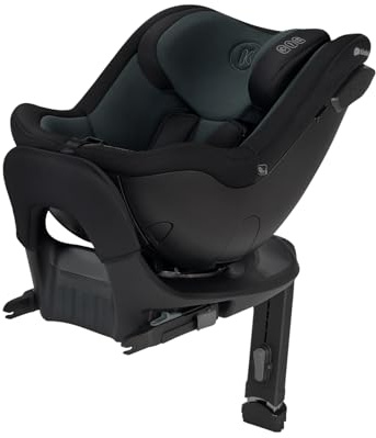 Kinderkraft I-GUARD i-size 40-105 cm Kindersitz mit Isofix base und Stützfuß, speziellen Sicherheitssystemen, Reboarder 360 grad drehbar, Reclining, Kopfstütze mit einer Hand einstellen, Schwarz