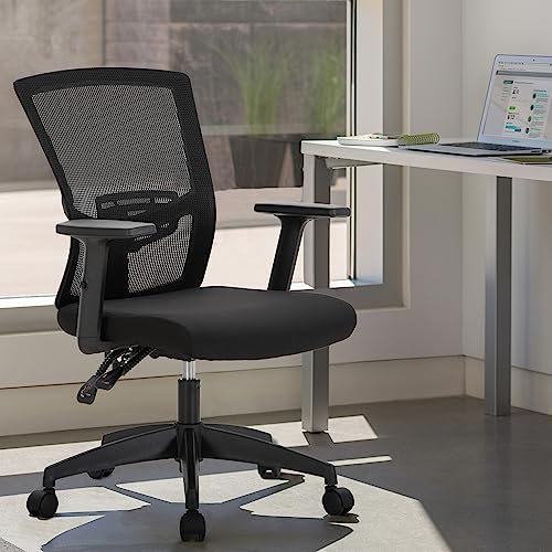 Alpha Home Bürostuhl Ergonomischer Schreibtischstuhl mittlere Rückenlehne, Computer-Arbeitsstuhl mit atmungsaktivem Mesh verstellbaren Armlehnen, Heimbüro