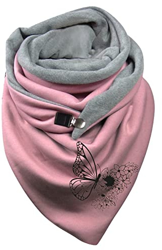 HANXIULIN Foulard triangulaire pour femme - Élégant imprimé - En coton - Grande écharpe en cachemire - Vintage - Pour l'hiver, Rose, taille unique
