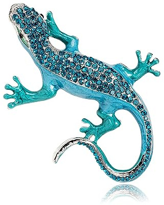 Delicado broche de solapa de lagarto con diamantes de imitación de camaleón de animales esmaltados, clip para traje, abrigo, vestido, suéter, insignias, broches, broches de joyería personalizados,