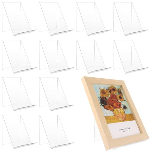FWEEK 12 présentoirs de livres en acrylique, 13x11,5x10cm Présentoir de livres, transparent Support de marchandises Présentoir incliné Porte-brochures pour livres, albums photos