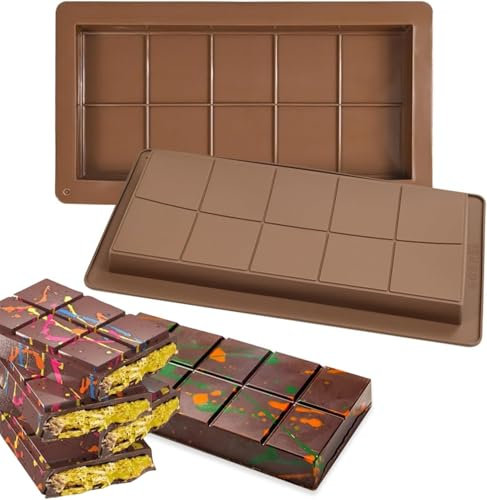 2Pcs Deep Chocolate Bar Molds, Silicone Moulds Large and Thick Chocolate Bar Molds for Filling Reusable Moulds for Baking for DIY Baking Candy Silicone Ice Cube Maker Thick Candy Moulds