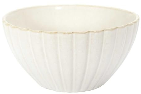 HOME DECO FACTORY, KA0411, Saladier élégant en céramique, idéal pour salades et Fruits, Design raffiné et Couleur Beige, Facile à Nettoyer, diamètre 18,5 cm, Beige