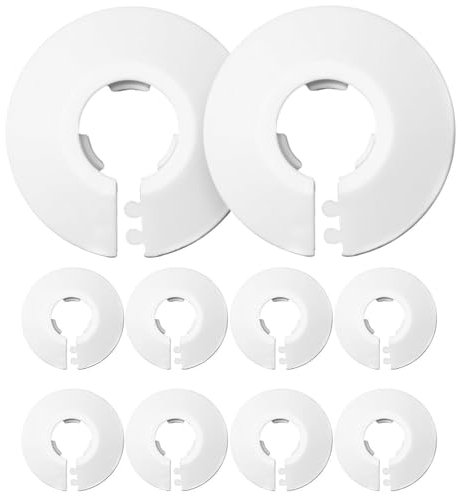 Radiator Pipe Covers White Collars, 8 Pieces Radiator Pipe Covers, Pipe Covers White Strong, Wall Pipe Tube Decoration, Plastic Covers for Radiator Pipes, Pipe Covers Sleeve for 16 mm Diameter Pipe