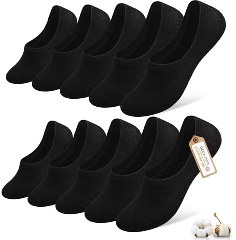 YouShow Ladies Black Socks Mens 6-11 Mens Invisible Socks Black Ankle Socks Womens 4-7 Thin Cotton Trainer Socks Womens Low Cut Seamless Socks Women 10 Pairs Summer Casual Liner Socks