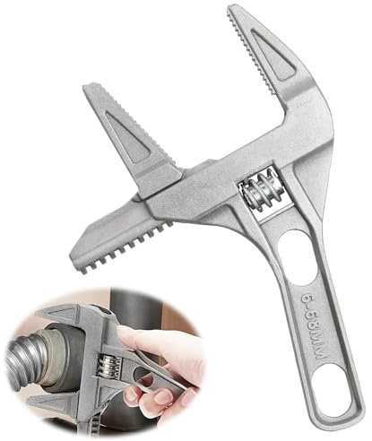 QTMMC Adjustable Spanner Wrench 6-68mm Wide Jaw Opening Plumbing Spanner 2-in-1Ultra-Thin Shifting Spanner 200mm Aluminum Alloy Plumbers Wrench Pipe Basin Hand Tools for Bathroom Washbasin Tube