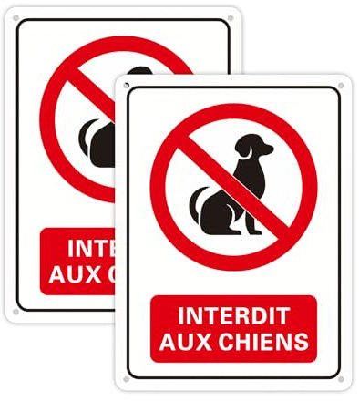 Acuxiaza 2 pièces panneau interdit aux chiens 150x200 mm aluminium panneaux signalétiques, protection UV, 4 trous, pour intérieur en extérieur