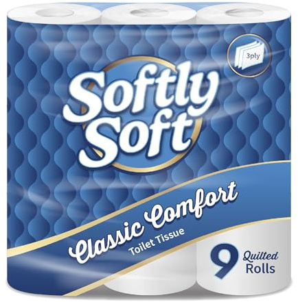 Softly Soft Toilet Rolls – 63 Rolls, 3-Ply, Fragrance-Free, Ultra-Soft, Hypoallergenic, Strong & Absorbent, Ideal for Sensitive Skin, Family Pack, Eco-Friendly, Comfort for Everyday Use - By MegaAisle