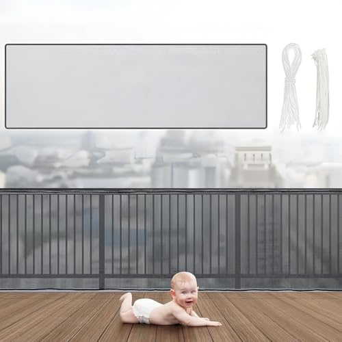 FAINCA Rete Protezione Bambini 300 * 79cm Retes Protezione per Scale | Maglia Spessa Rete Balcone con Cordino In Nylon E Cinturino con Fibbia Lunga per Ringhiera Balcone Scala Bambino