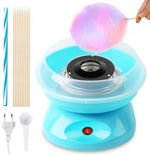 Macchina per zucchero filato per la casa, 450 W, 220 V, potente macchina per caramelle in cotone, con bastoncini e misurino, perfetta per feste e compleanni