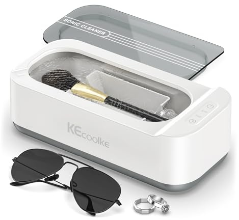 KECOOLKE Pulitore a ultrasuoni a ultrasuoni, 400 ml, Sonic Cleaner con timer digitale per occhiali, anelli, monete, anelli e soldi