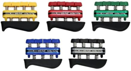 CanDo Handtrainer-Set, Fingergriff-Stärker, Cando Digi-Flex®, 5-teiliges Set (1 pro Schwierigkeitsgrad, sehr leicht bis sehr schwierig)